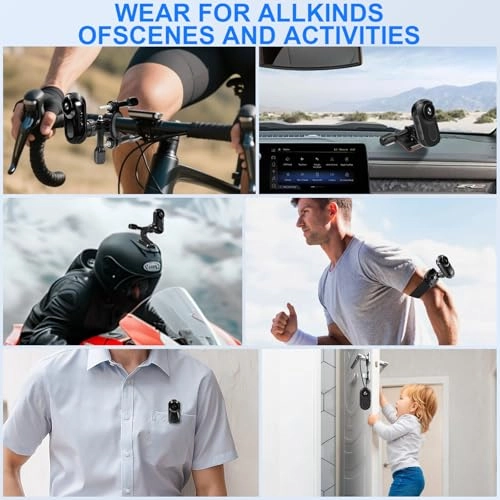 Yadayuki Mini Action Cam, 360° Portable Sports Camera with 0.85 Inch Display, HD 1080P Body Camera, Helmet Action Camera, Pet Camera, Motorcycle Sports Camera, Multifunctional Accessories