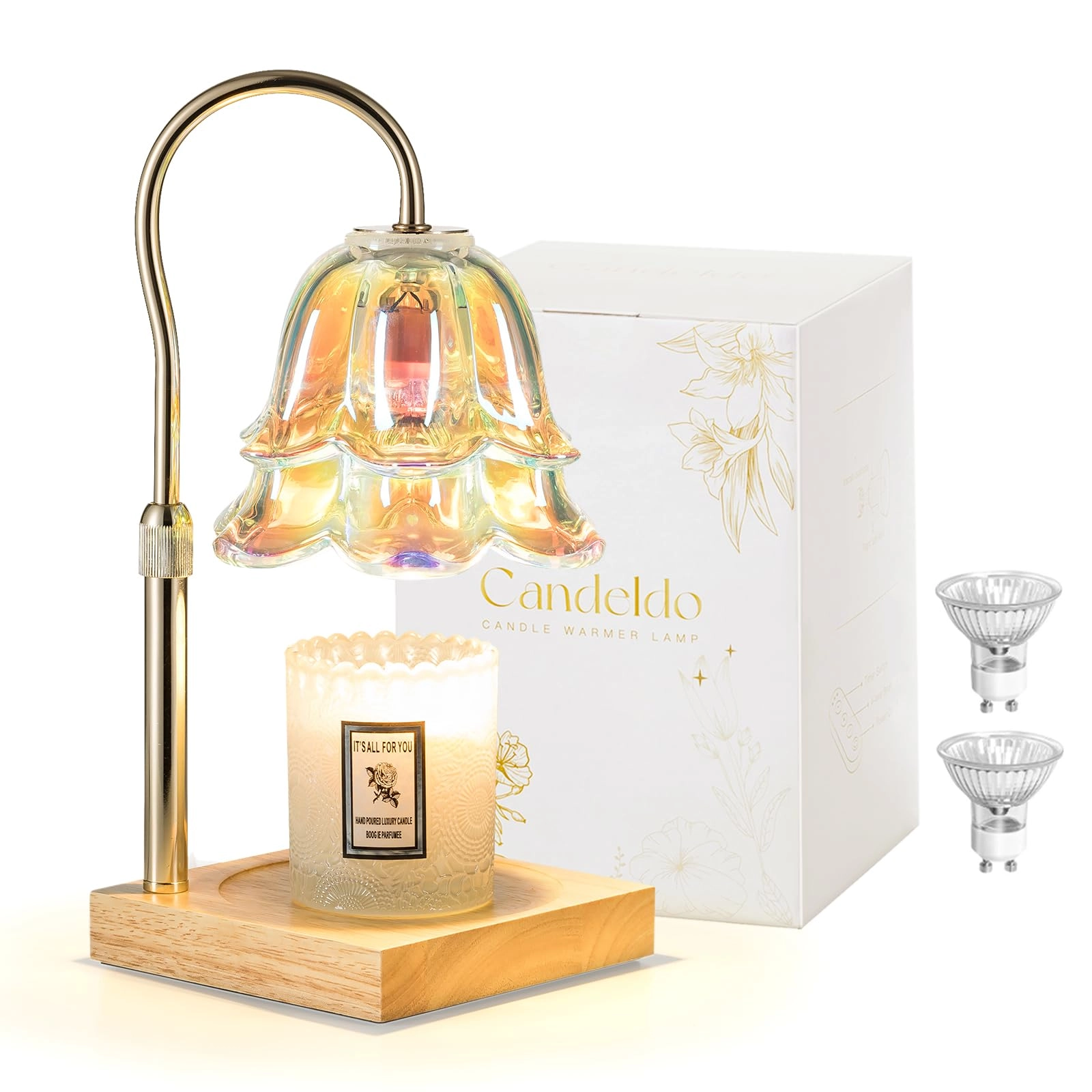candeldo Candle Warmer Lamp - 7 Colors LED Timer 2 Bulbs