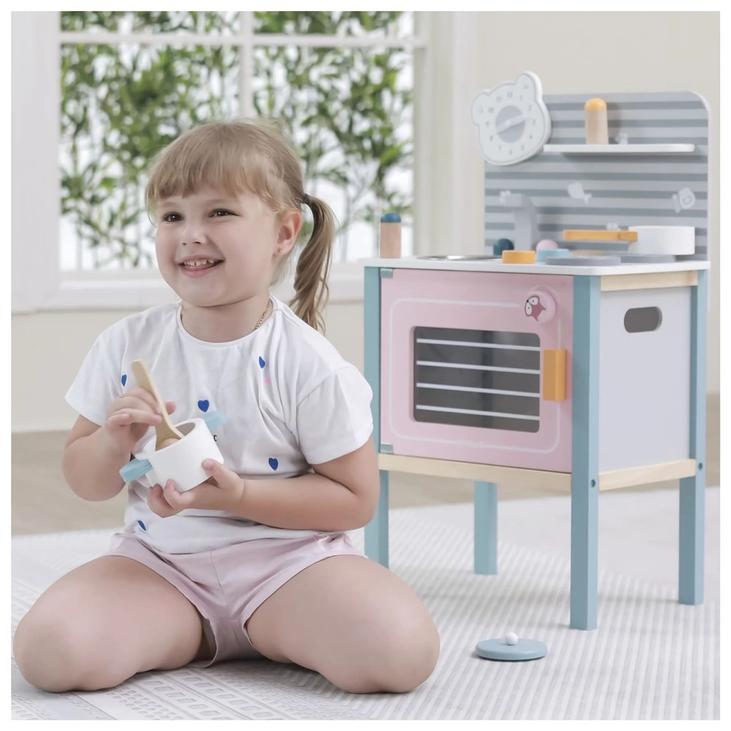 Wooden Kitchen Playset - Roleplay Utensils Oven Sink (PCG-44027)