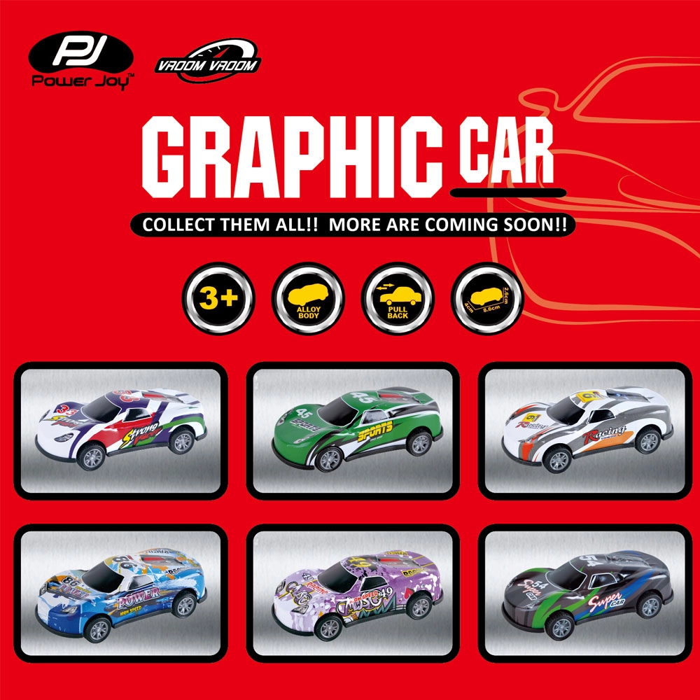 Vroom Vroom Pullback Graphic Car - 8pcs