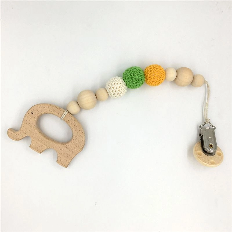 Wooden Teether with Pacifier Clip - beech wood