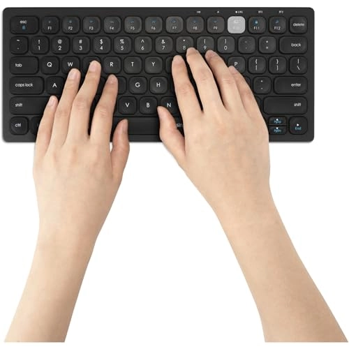 Compact Multi-Device Dual Wireless Keyboard - Windows Mac iOS ChromeOS