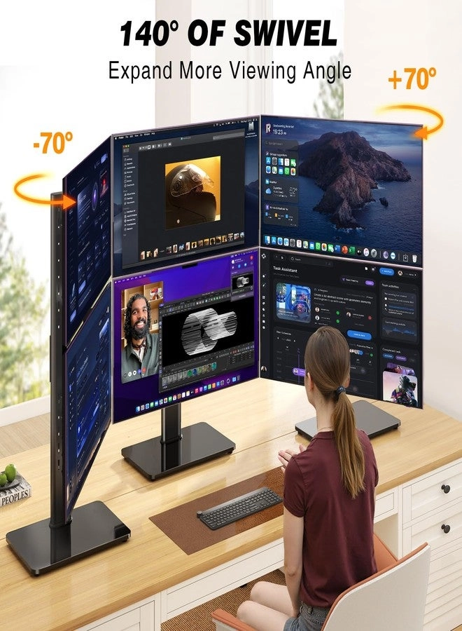 Dual Monitor Stand Riser - 2 Monitors 3 Shelf