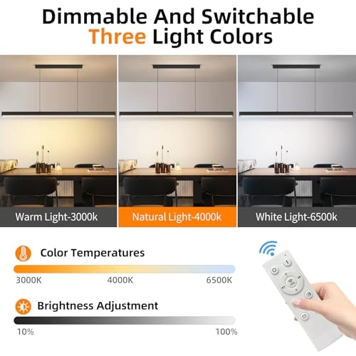 Modern LED Pendant Light - 3000k/4500k/6000k 10% to 100% Dimmable