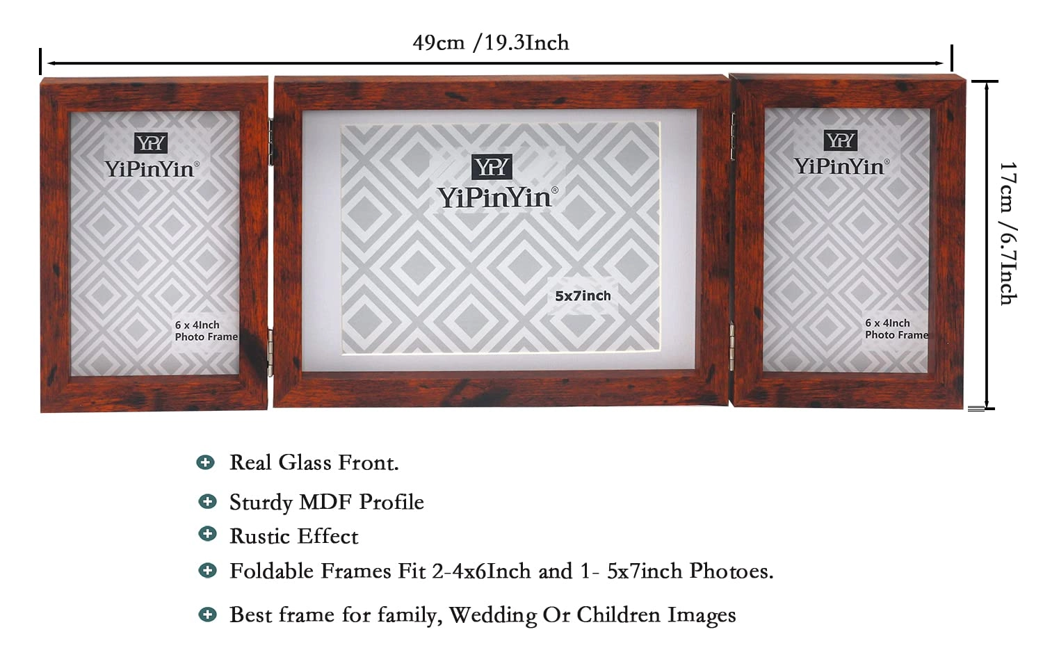 Triple Multi Photo Frame - 2-4x6''+5x7'' 3