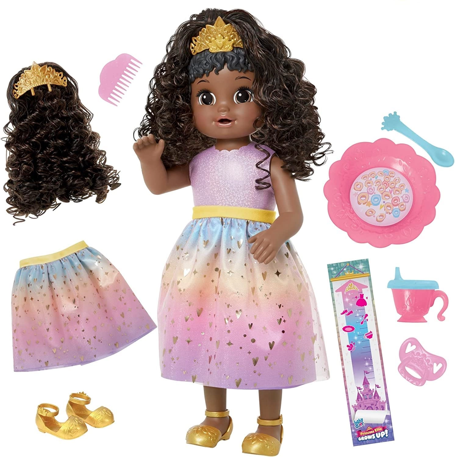 Baby Alive Princess Ellie Baby Doll - 18-Inch Growing Talking Black Hair Ages 3+