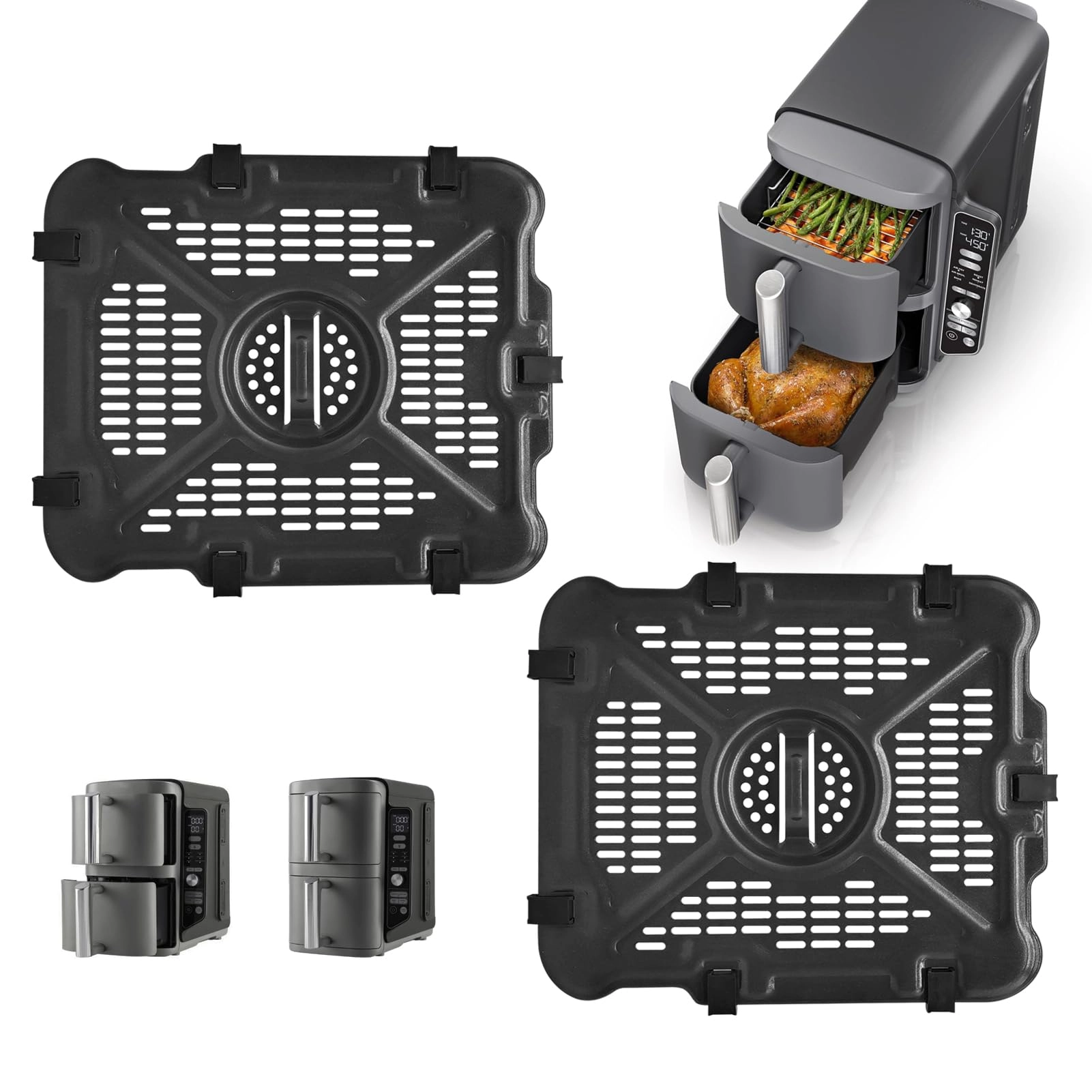 Air fryer grill rack - Stainless steel 2 piece(s) + Magic cleaning cloth - 1 piece(s)