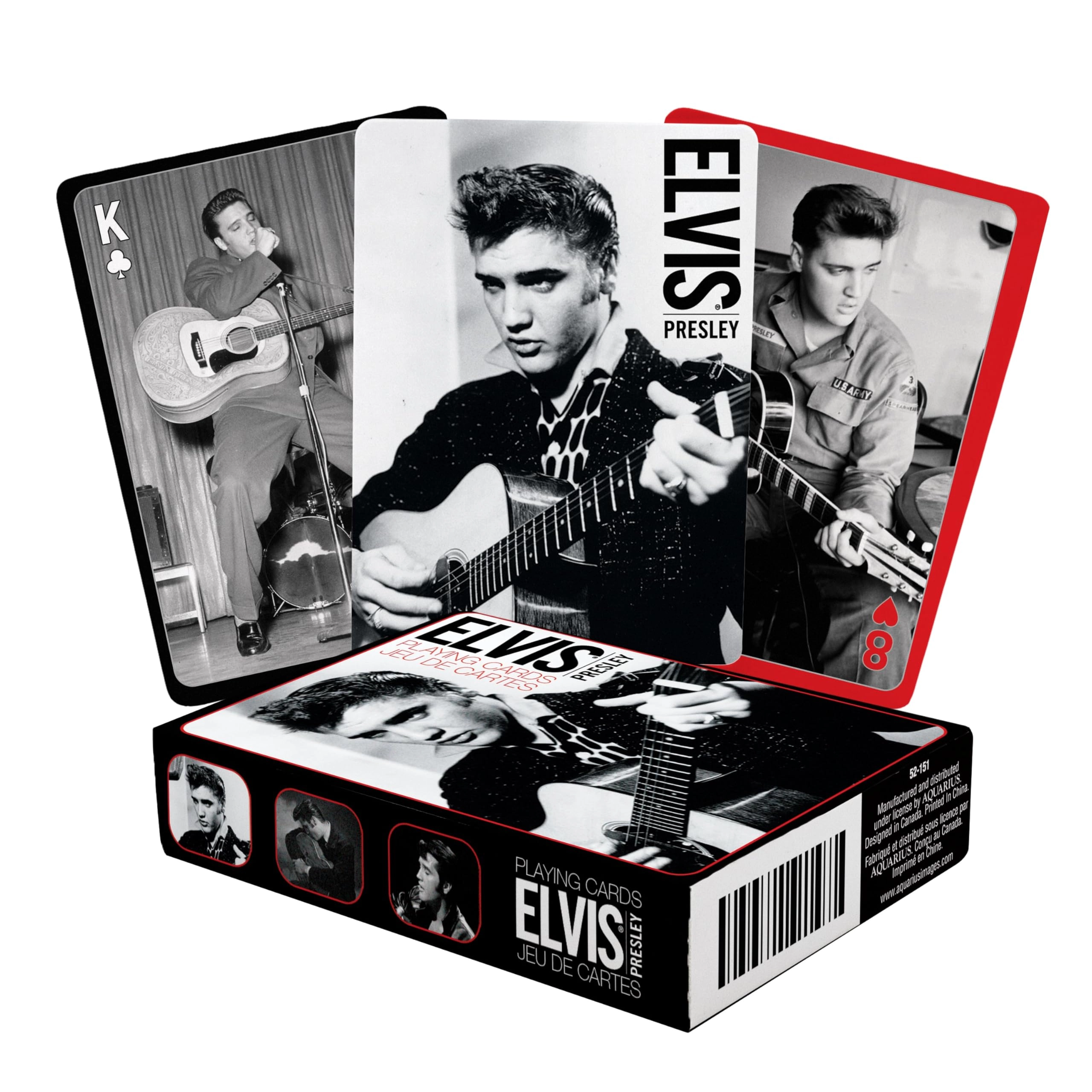 Aquarius Elvis - Black and White 52-card Poker-sized