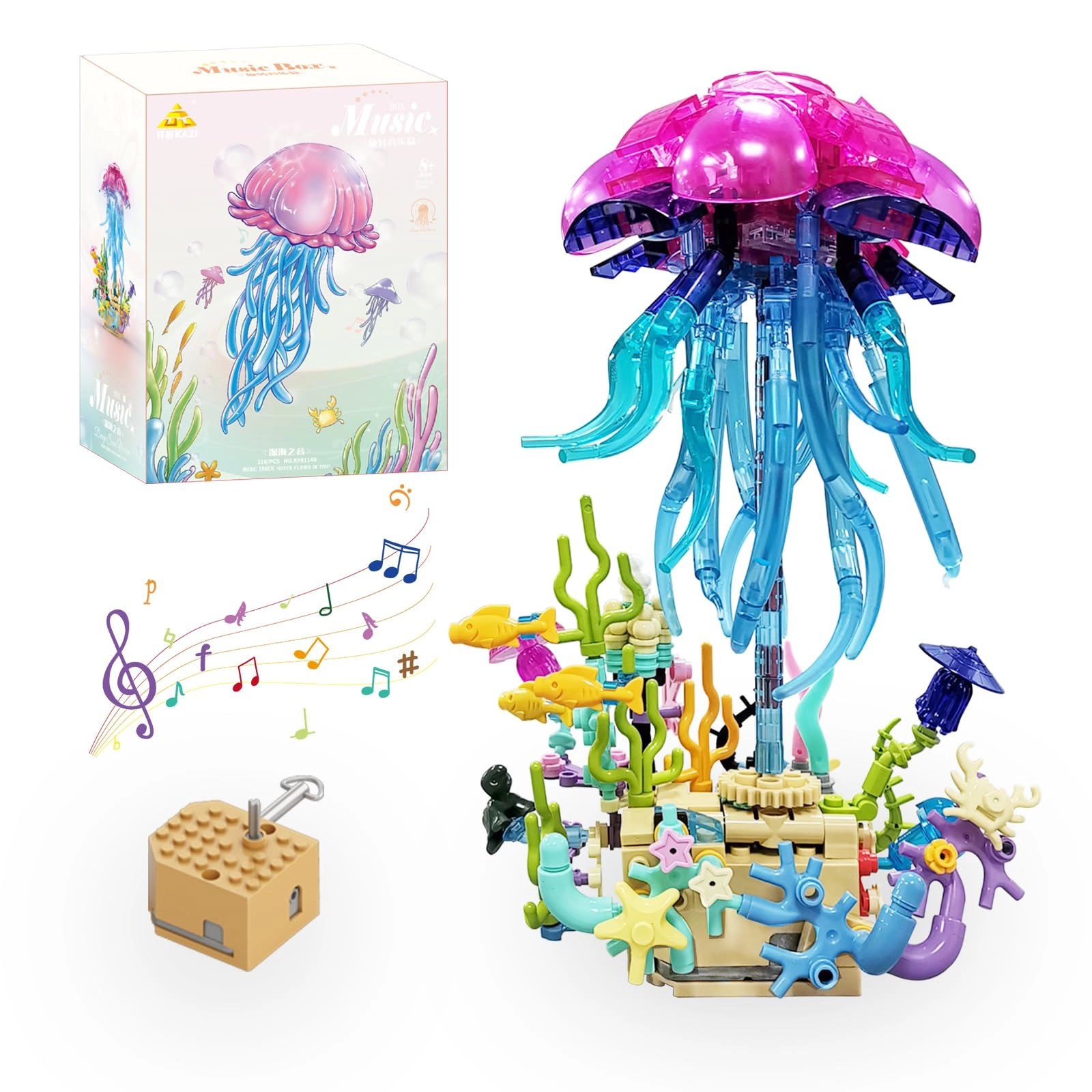 Kazi Jellyfish Building Toy Set - Music Box Light Up