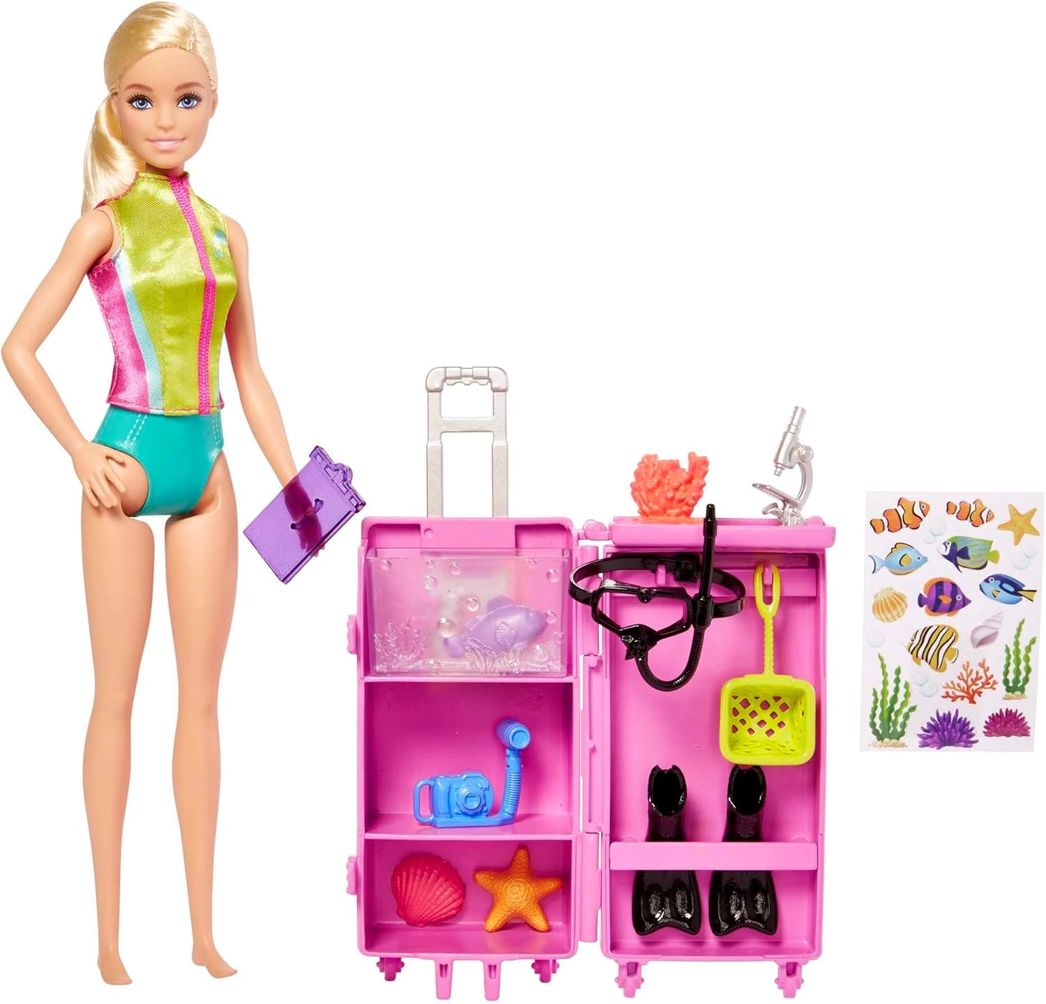Barbie Marine Biologist - Mobile Lab Playset Blonde 10+ Pieces Ages 3+