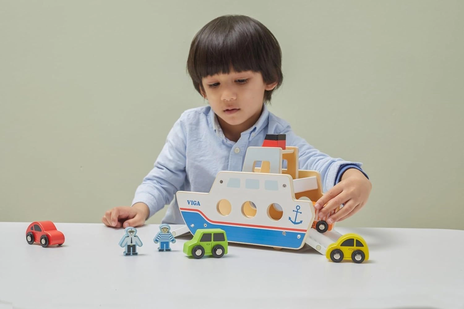 Wooden Ferry Boat - 18 Months Multi Colour