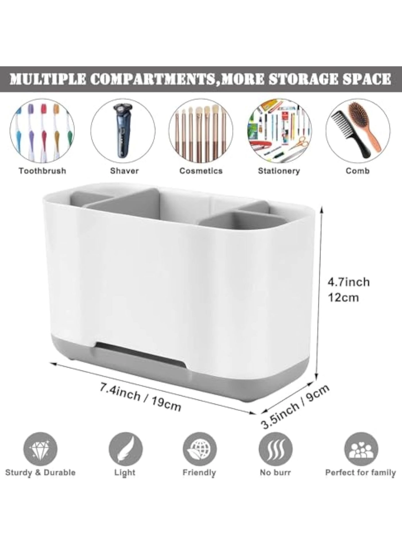 Toothbrush and Toothpaste Holder - 6 slots Drainage