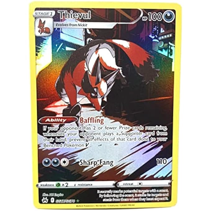 Pokémon Thievul GG17/GG70 - Crown Zenith Galarian Gallery Holo Rare