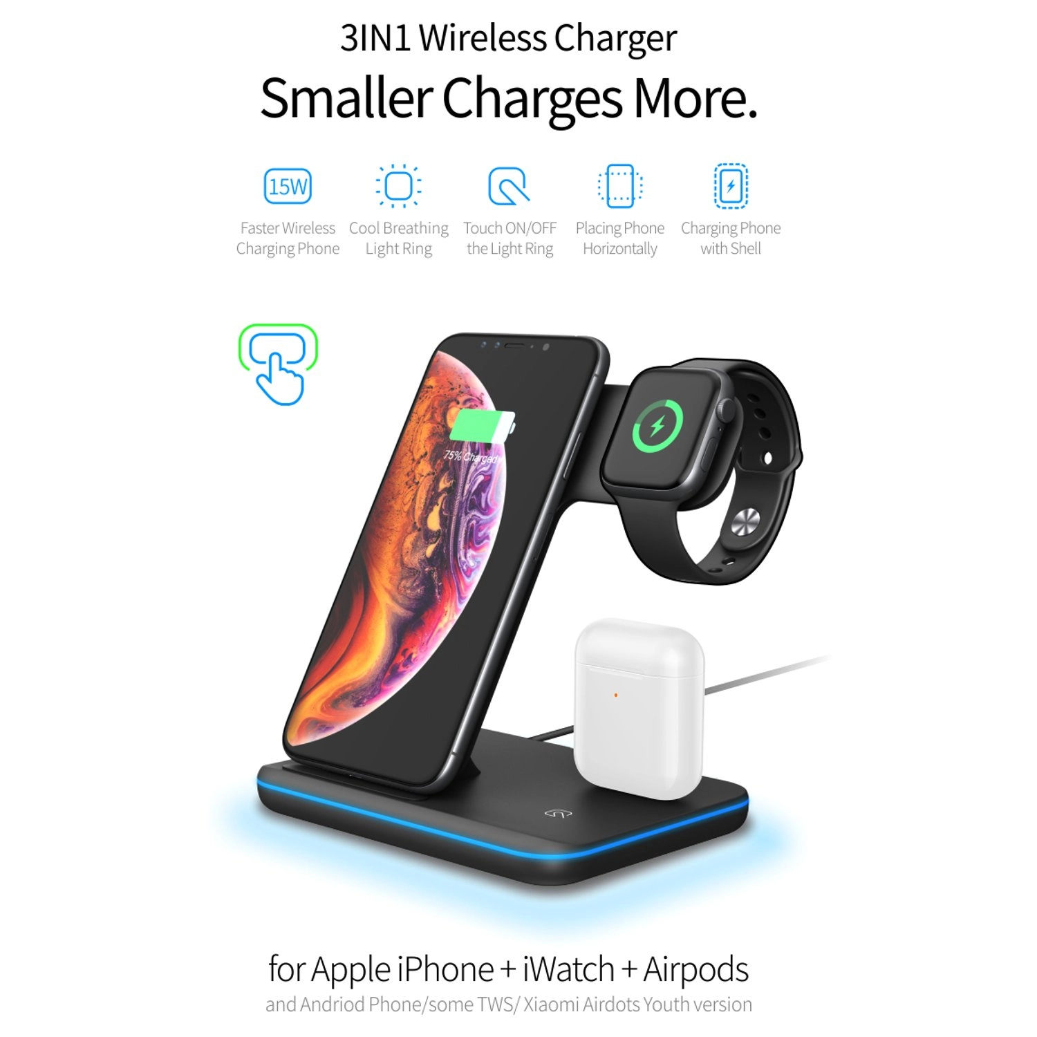 MaxGuard 3 In 1 Wireless Charging Dock Station
