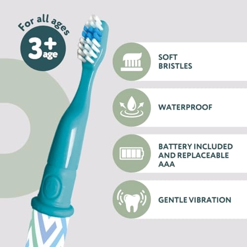 Family Sonic Toothbrush - Battery-Powered Replaceable Green