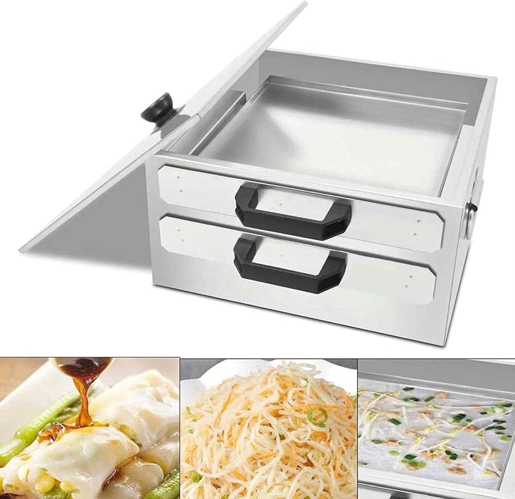 QKZOYY Rice Noodle Rolls Machine - 2 Layer Stainless Steel