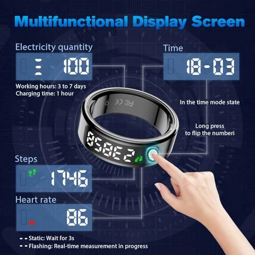 Smart Ring - LED Dispay Screen Heart Rate Sleep Tracker