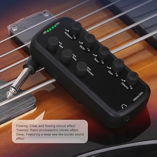 Guitar Headphone Amplifier - OTG Recording USB Charging Chorus Tremolo