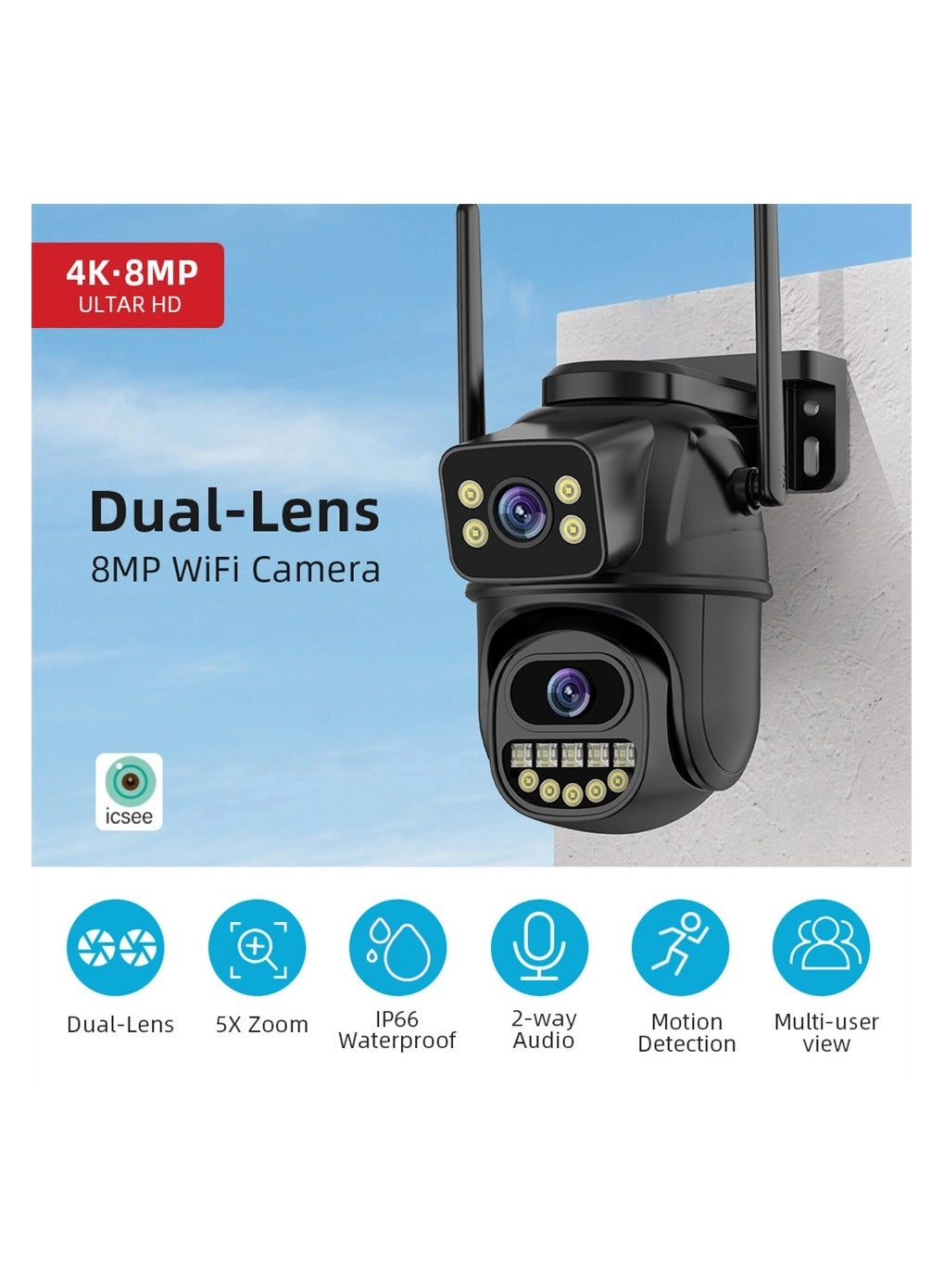 8MP WiFi IP Security Camera 4K