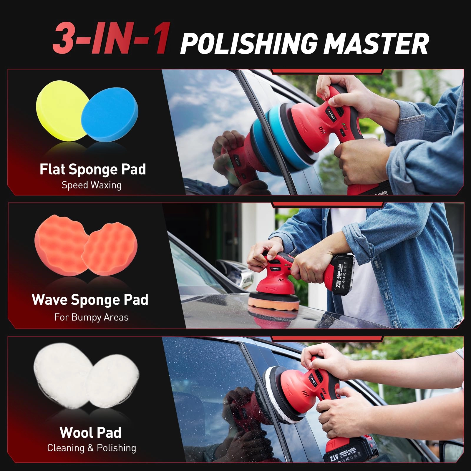 Cordless Car Buffer Polisher - 6 Inch