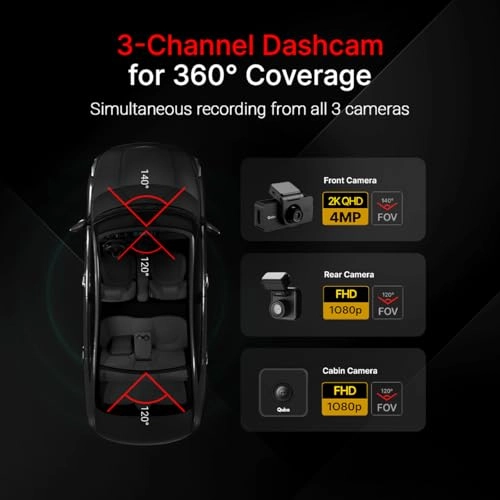 3 Channel Dashcam Pro 2K - 2K QHD