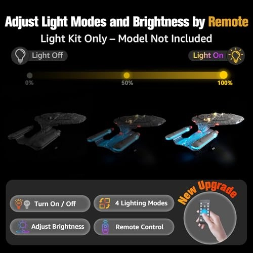 Light Up Kit for Lego U.S.S. Enterprise NCC-1701-D (10356) - Remote Control Adjustable Lighting