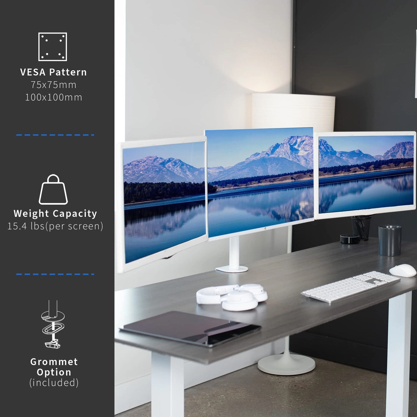 Triple Monitor Mount - three 24" 100x100mm