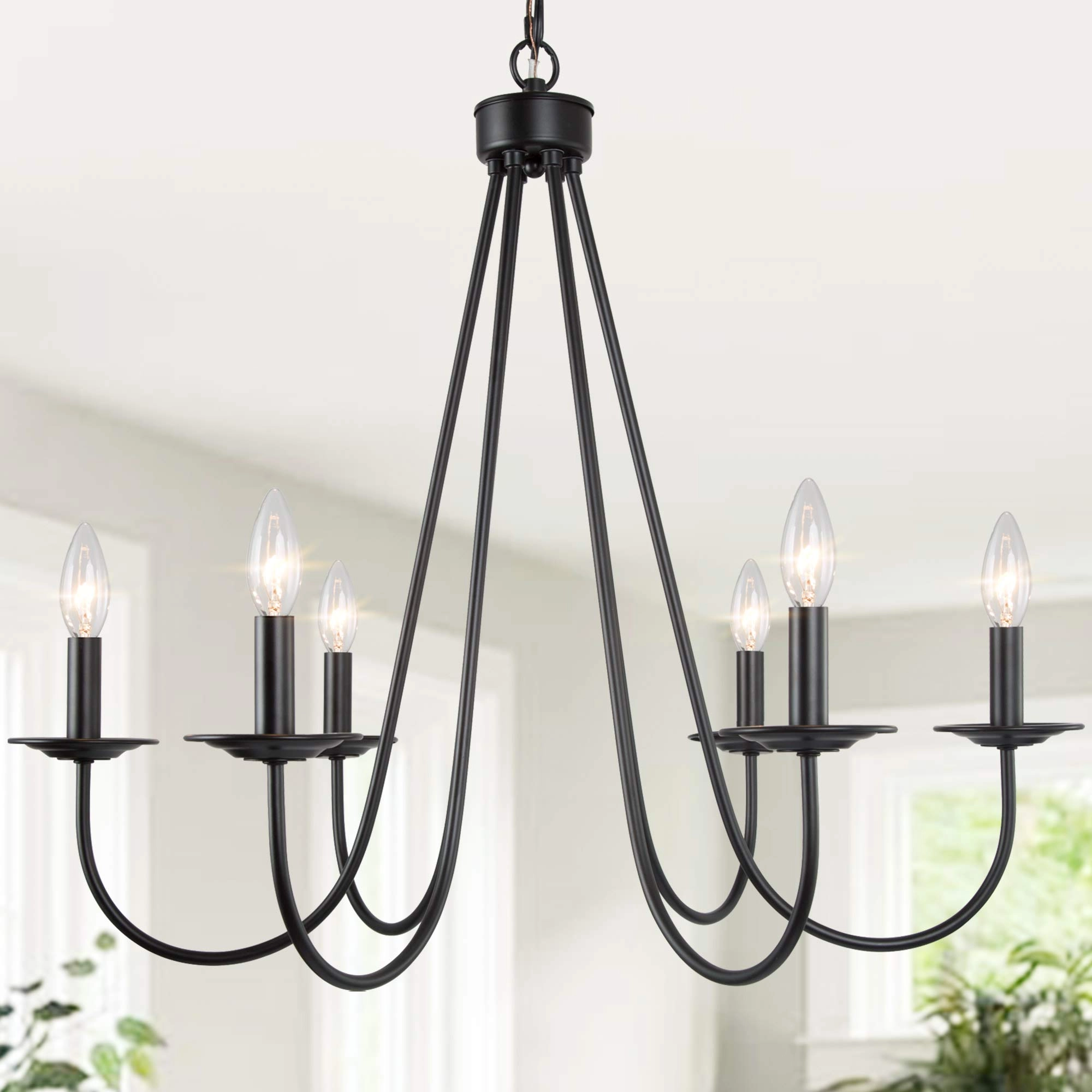 LALUZ 6-Light Farmhouse Chandelier - Dimmable