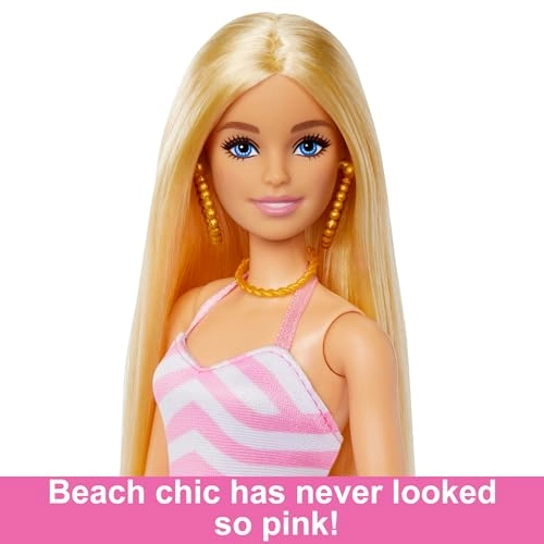 Barbie Fashion & Beauty Beach Doll - Orange Swimsuit Ages 3+
