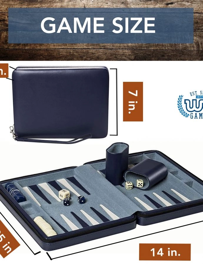 Backgammon Board - Magnetic Map Style + Carrying Strap