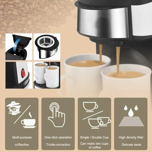 Drip Coffee Maker - 2 cups Removable and washable filter