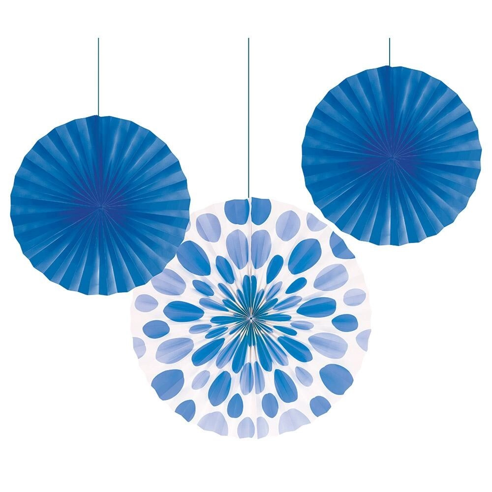 Party Zone Solid & Polka Dot Paper Fan - 12'' 16''