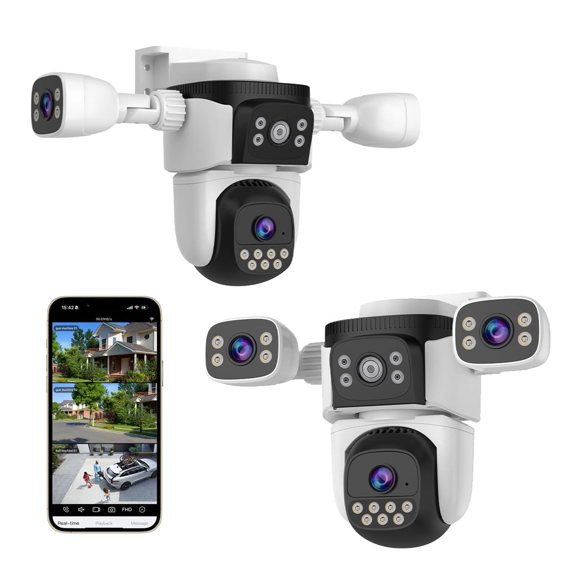 EVERSECU Triple Lens WiFi PTZ Security Camera 2K
