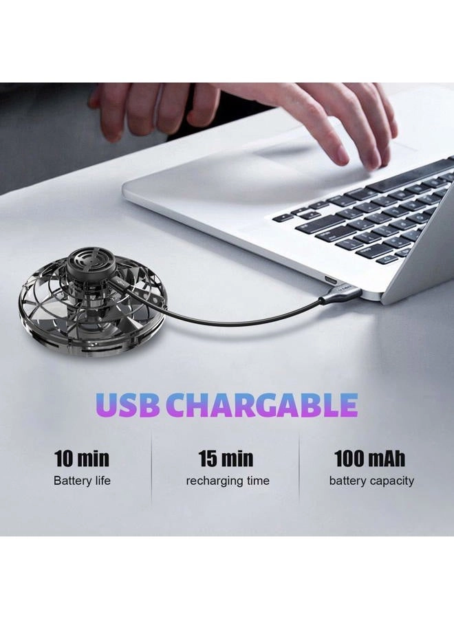 Hand Operated Mini Drone - Fidget Flying Spinner, LED Lights, USB Rechargeable