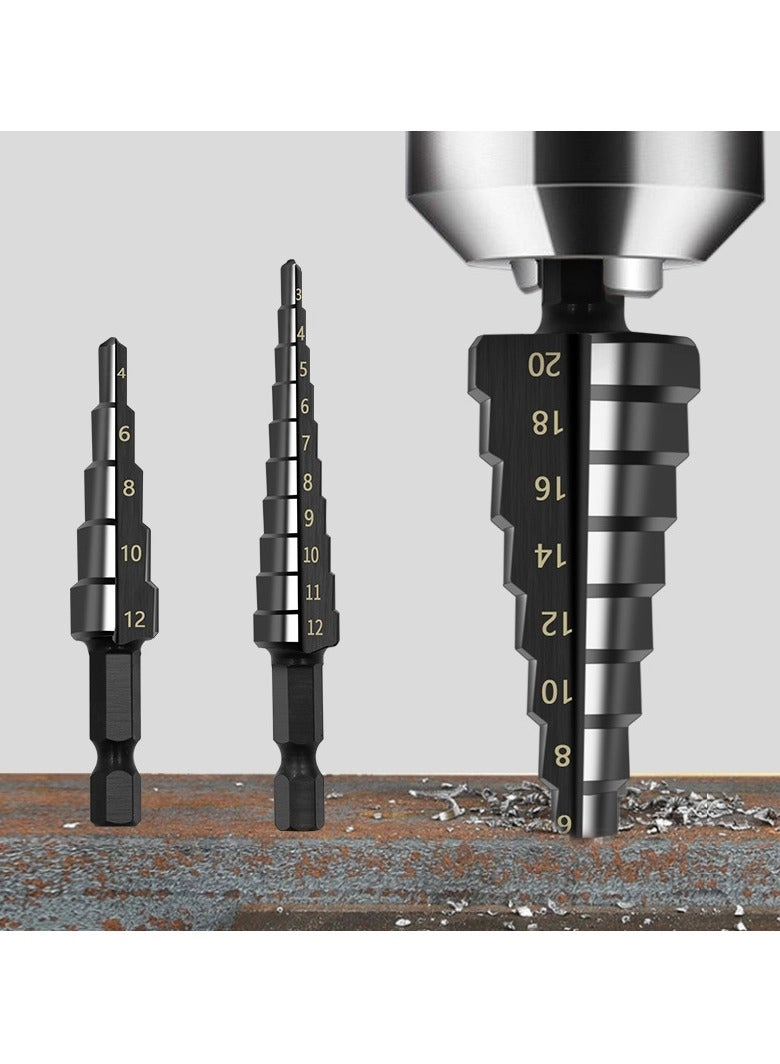 Step Drill Bit Set - 3 Pieces 3-12/4-12/4-20/4-32mm