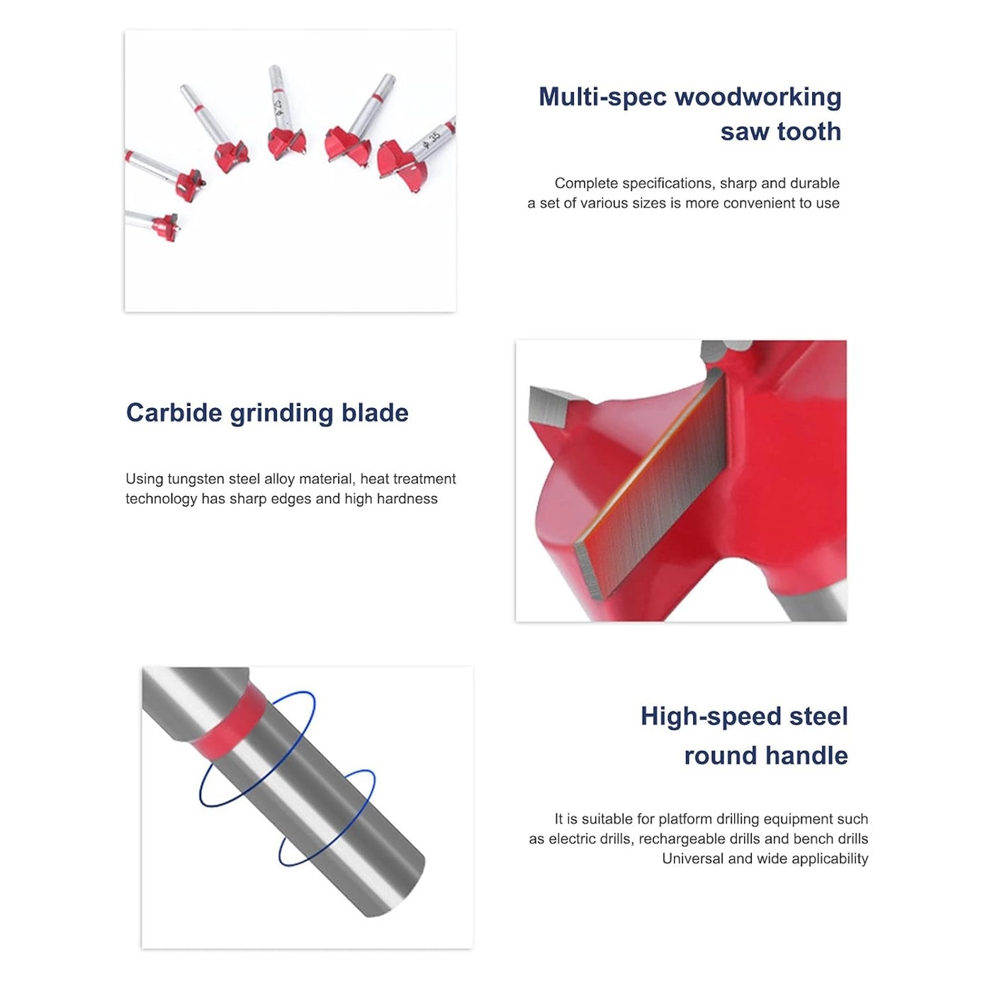 Drill Bit Tungsten Carbide Hinge Hole Cutter - 16mm 20mm 22mm 25mm 30mm 35mm 6pcs 7mm 8mm