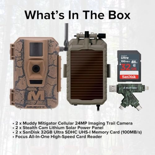 Mitigator Cellular + Solar Power Panel + SDHC UHS-I Memory Card + Focus All In One High Speed USB 2.0 Card Reader - 24MP