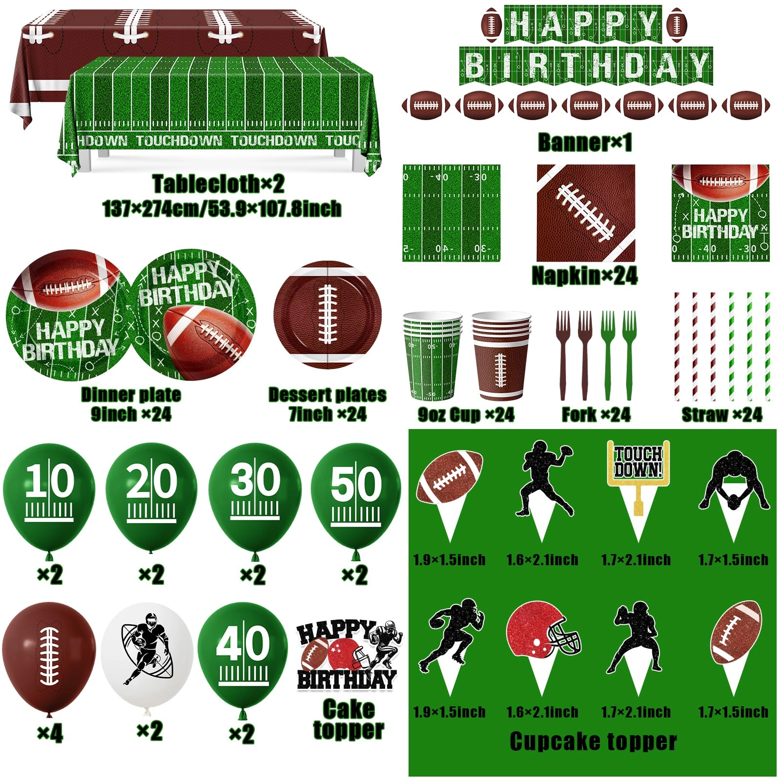Football Party Tableware Set - 25 piece(s) Birthday