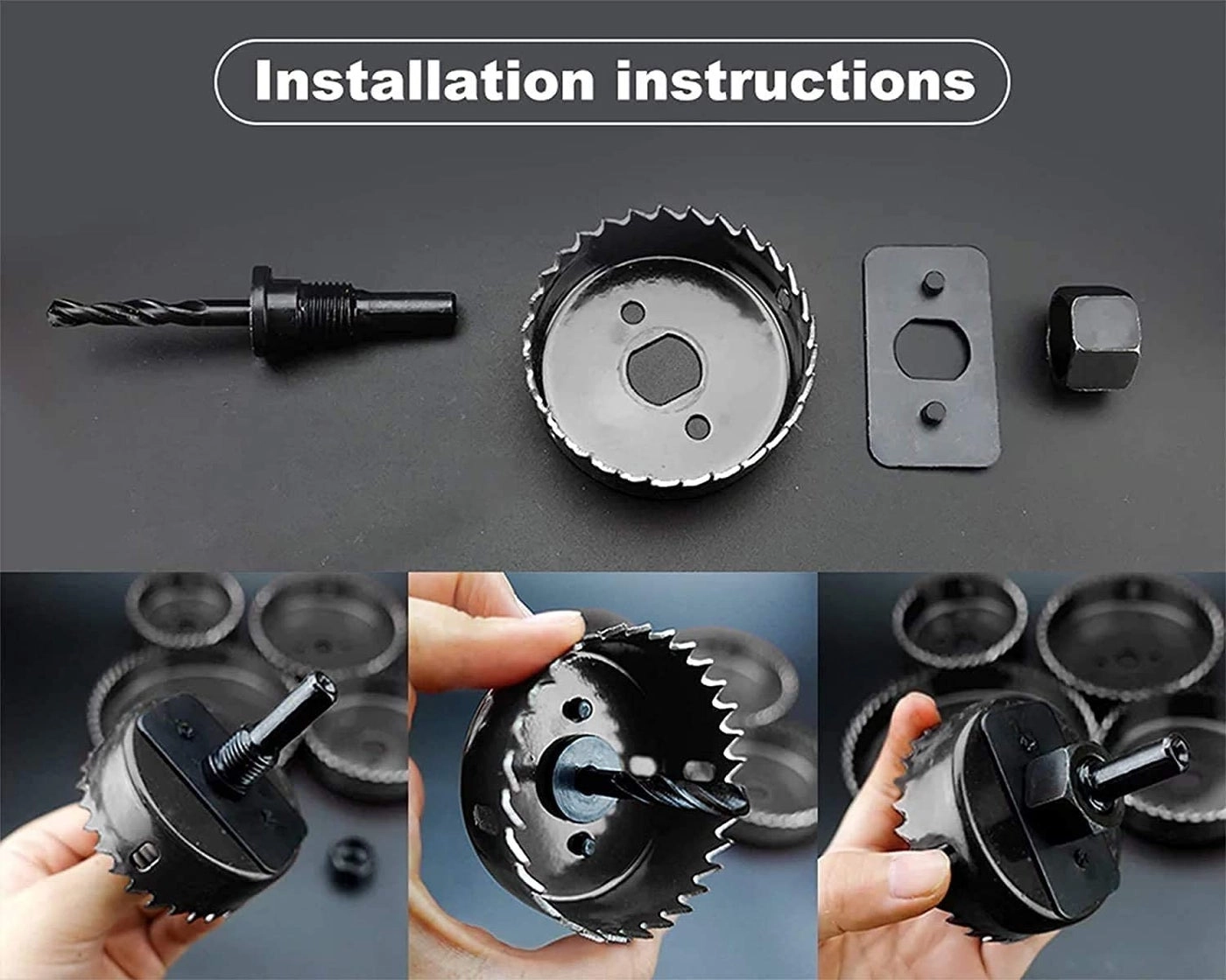 Woodworking Hole Saw Drill Bit Kit - 11pcs Carbon Steel