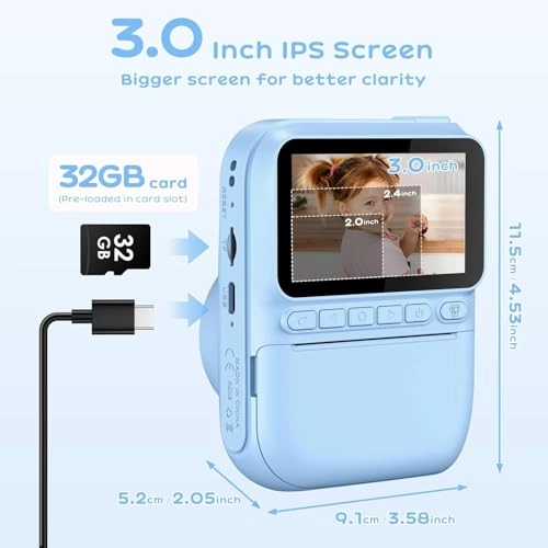 Kids Instant Camera - 3.0 Inch 14MP 1080P