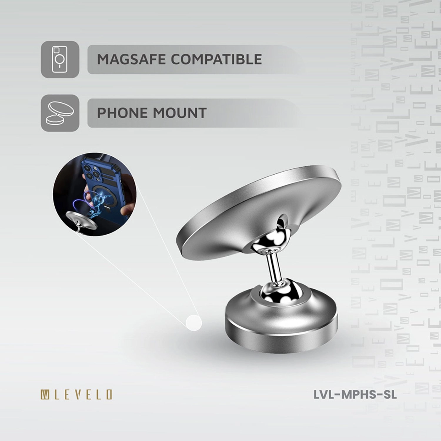 Magnifica - Car Mount Holder 360 Degree Silver