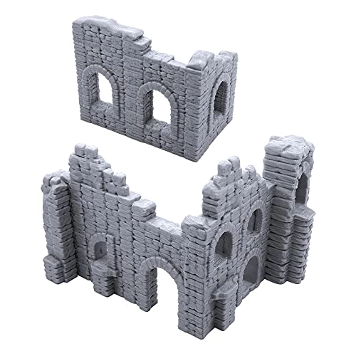 EnderToys Battle Ruined Walls - 2 pieces 28mm popular wargame and RPG miniatures