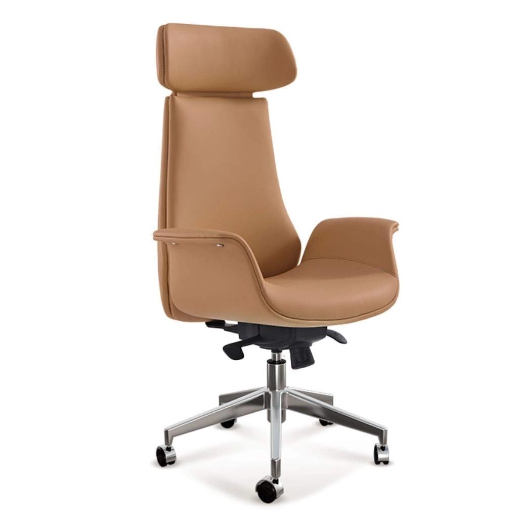 Desk Chair - PU Leather Brown High Back