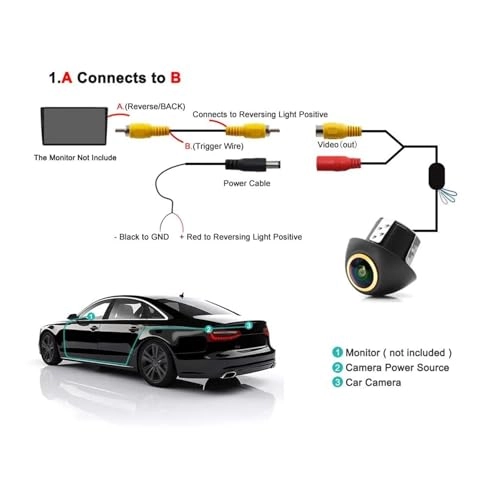 Intelligent Dynamic Trajectory Car Rear View Camera - Night Vision Wire 4K AHD 1080P