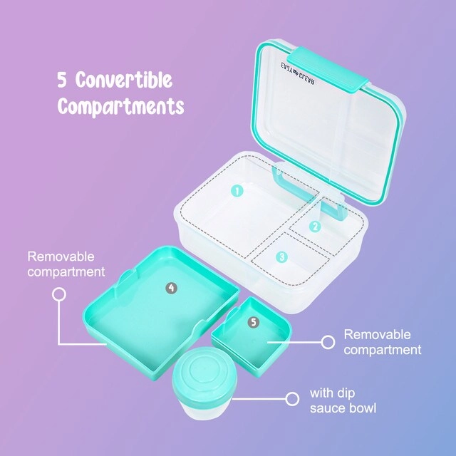 3/4/5 Compartment Convertible Bento Lunch Box - 1250ml
