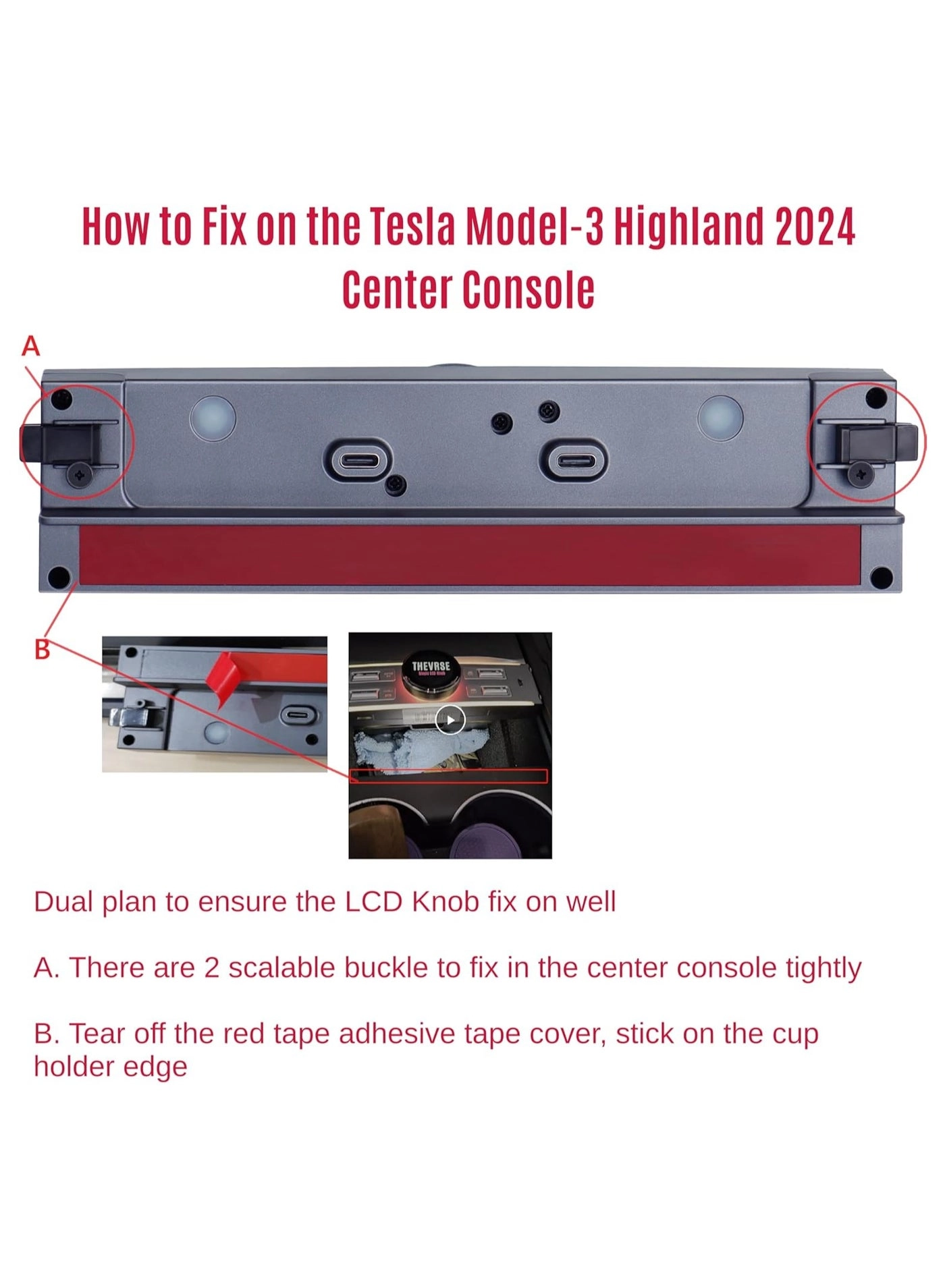 Center Control Expansion Dock Station - Tesla Model Y/3 21-23 LCD USB Type C