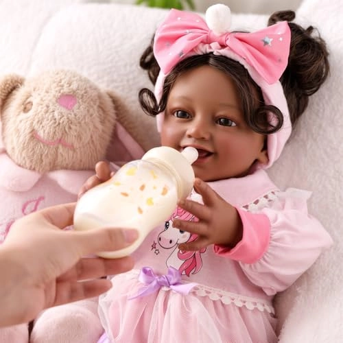 Una Reborn Baby Doll - 20-inch Vinyl Cotton Black Ages 3+