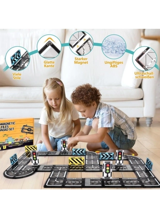Magnetic Building Blocks Road Set - 50 pcs
