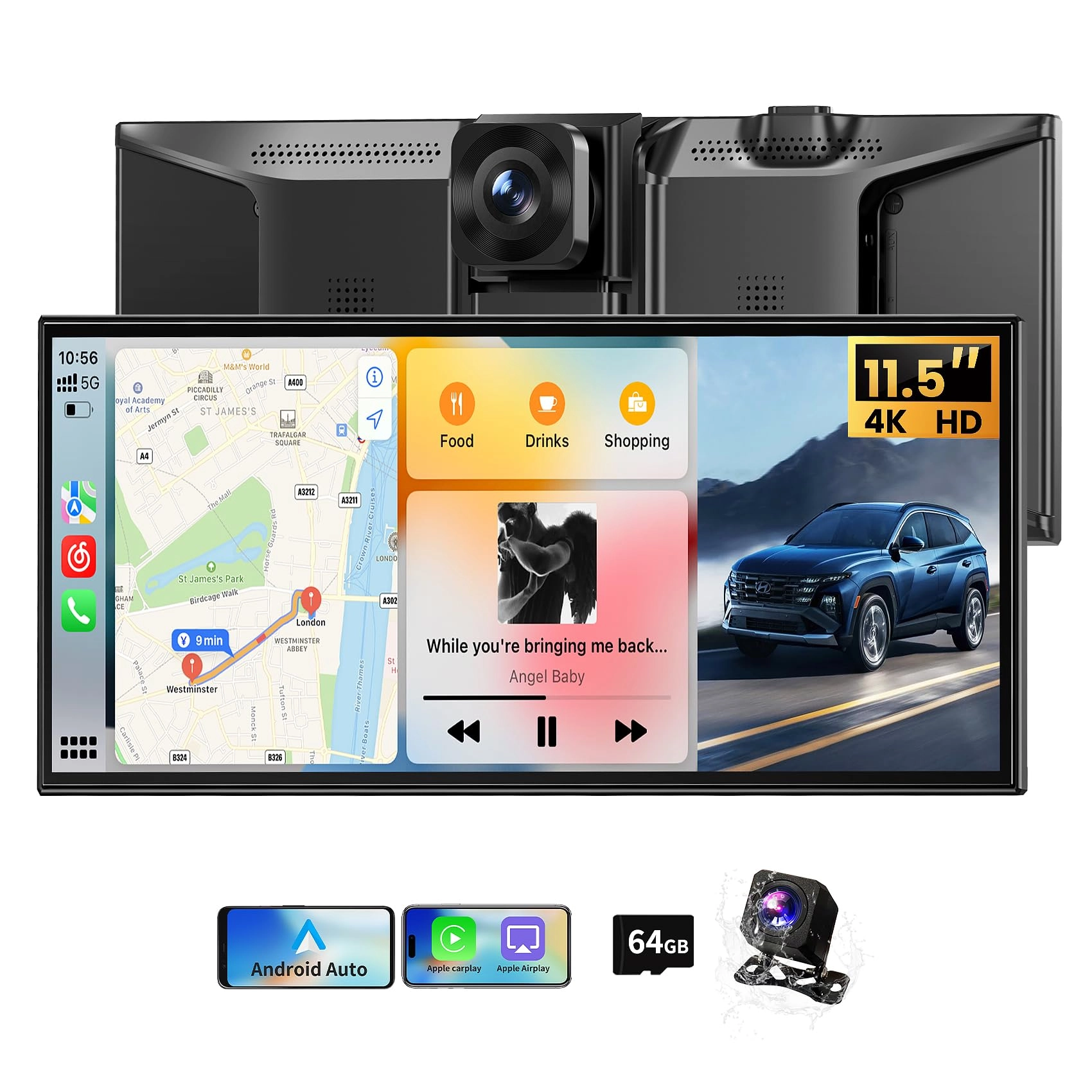 Veralady Extra Large Wireless Apple CarPlay Screen - 11.5-Inch