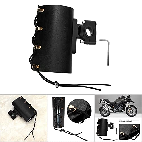 Adjustable Motorcycle Cup Holder - PU Leather Black